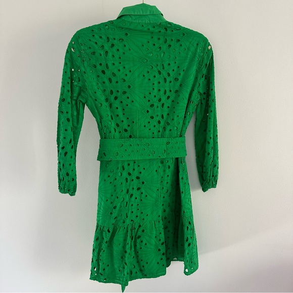 ZARA OPENWORK EMBROIDERED DRESS GREEN ( SIZE S) - Picture 9 of 11